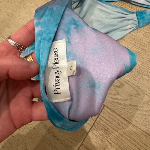 Privacy Please LOVERS & FRIENDS Venice Top Small Lilac & Turquoise Halter Silk - Picture 11 of 12